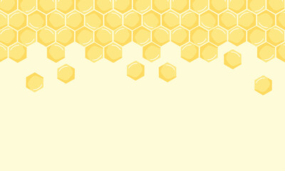Honey sign with hexagon grid cells on yellow background vector.