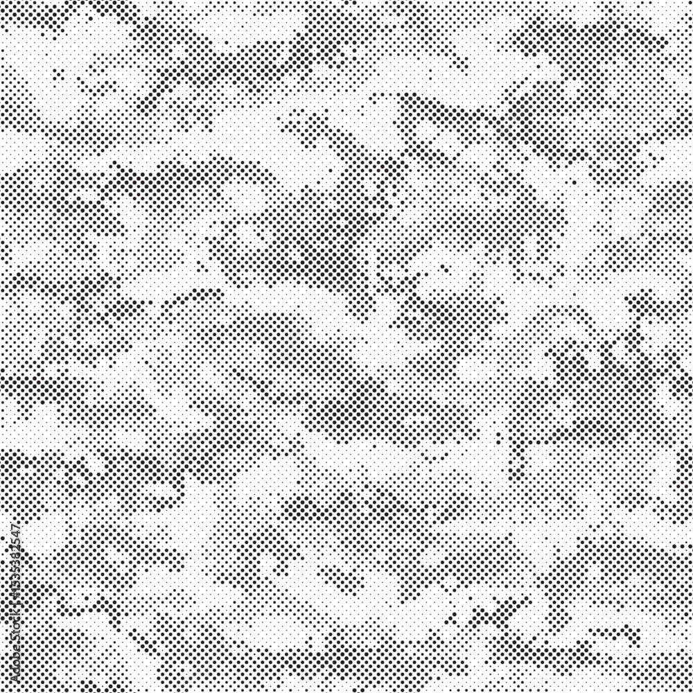 Poster Abstract halftone seamless camouflage pattern. Repeating digital dotted hexagonal camo military texture background. Abstract modern fabric textile ornament. Vector illustration.	