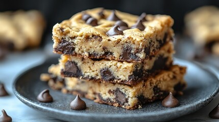 Stack of Delicious Chocolate Chip Cookie Bars