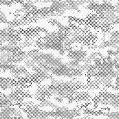 Abstract halftone seamless camouflage pattern. Repeating digital dotted hexagonal camo military texture background. Abstract modern fabric textile ornament. Vector illustration.	