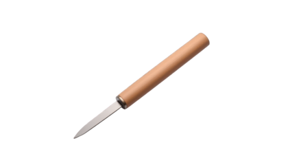 Pocket knife with light beige handle on transparent background