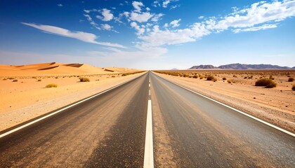 Naklejka premium Empty desert road stretches into horizon