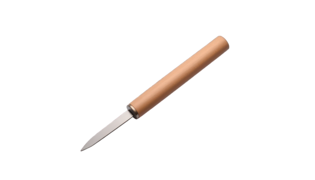 Pocket knife with light beige handle on transparent background