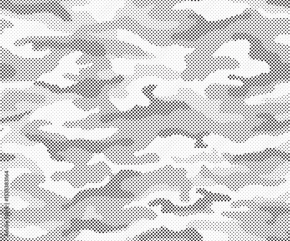 Poster Abstract halftone background. Military camouflage effect dot seamless pattern texture. Dotted background as design element.