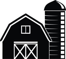 Silo barn with single window – vector icon of rural farm structure and agricultural architecture