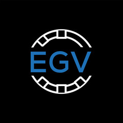 EGV Modern Tech Logo, Design – EGV Later Logo,  Futuristic Blue and White Circular Emblem on Black Background.

