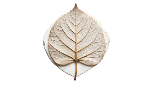 Pressed leaf detail on transparent background