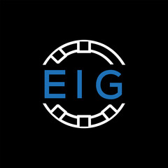EIG Modern Tech Logo, Design – EIG Later Logo,  Futuristic Blue and White Circular Emblem on Black Background.
