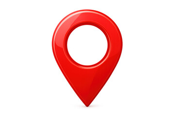 Location pin gleaming bright red, marking exact spot with sharp clarity against clean transparent backdrop