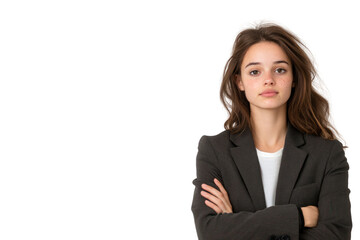 Confident Professional Portrait: A determined individual, impeccably dressed in a formal suit, stands poised and focused, exuding professionalism and resolve.