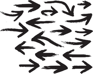  brush stroke arrow icon set.