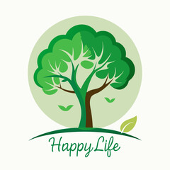 Obraz premium vector tree with green leaves logo
