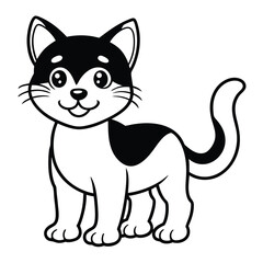 Adorable cartoon cat character with expressive eyes and a happy smiling face isolated on white