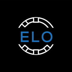 ELO Modern Tech Logo, Design – ELO Later Logo,  Futuristic Blue and White Circular Emblem on Black Background.
