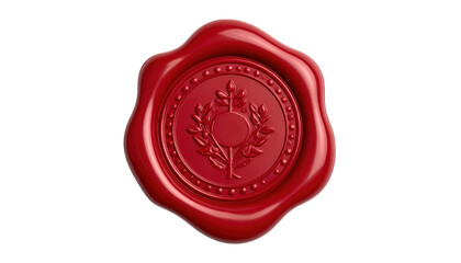 Red wax seal isolated on transparent background