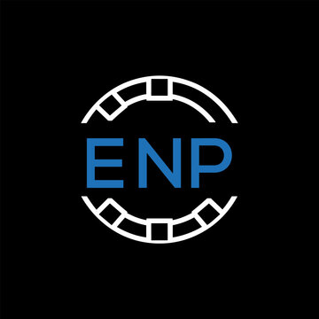 ENP Modern Tech Logo, Design &ndash; ENP Later Logo,  Futuristic Blue and White Circular Emblem on Black Background.
