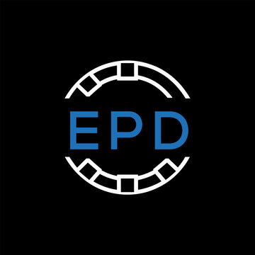 EPD Modern Tech Logo, Design &ndash; EPD Later Logo,  Futuristic Blue and White Circular Emblem on Black Background.
