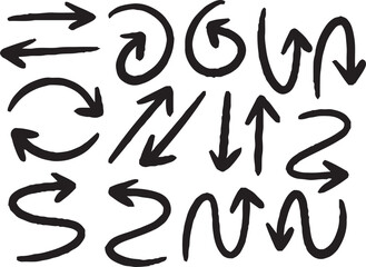  brush stroke arrow icon set.