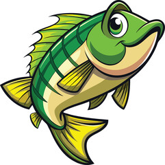 Cartoon green fish jumping illustration
