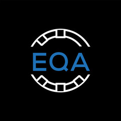 EQA Modern Tech Logo, Design – EQA Later Logo,  Futuristic Blue and White Circular Emblem on Black Background.
