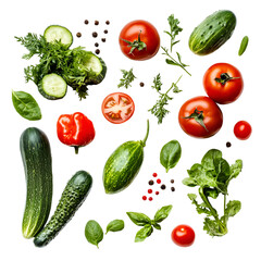 Fresh Vegetables and Herbs Black Background