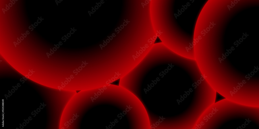 Wall mural shiny neon circles abstract background. glowing neon transparent bubbles background. red spherical p