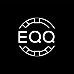 EQQ Modern Tech Logo, Design – EQQ Later Logo,  Futuristic Blue and White Circular Emblem on Black Background.
