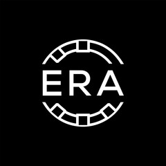 ERA Modern Tech Logo, Design – ERA Later Logo,  Futuristic Blue and White Circular Emblem on Black Background.
