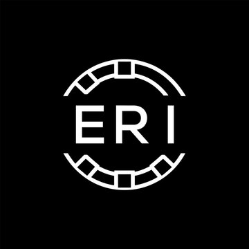 ERI Modern Tech Logo, Design &ndash; ERI Later Logo,  Futuristic Blue and White Circular Emblem on Black Background.
