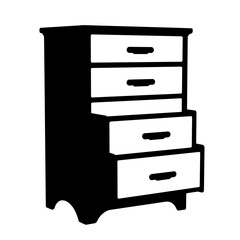Silhouette of chest of drawers on white background, minimalist storage design