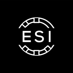 ESI Modern Tech Logo, Design – ESI Later Logo,  Futuristic Blue and White Circular Emblem on Black Background.
