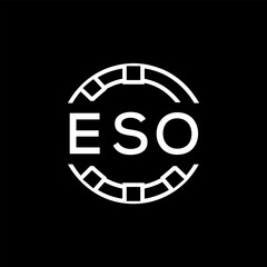 ESO Modern Tech Logo, Design – ESO Later Logo,  Futuristic Blue and White Circular Emblem on Black Background.
