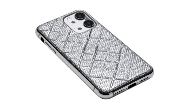 Silver diamond pattern phone case