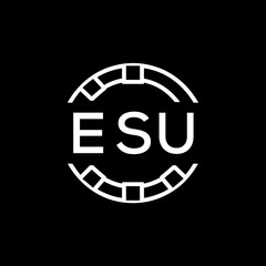 ESU Modern Tech Logo, Design – ESU Later Logo,  Futuristic Blue and White Circular Emblem on Black Background.
