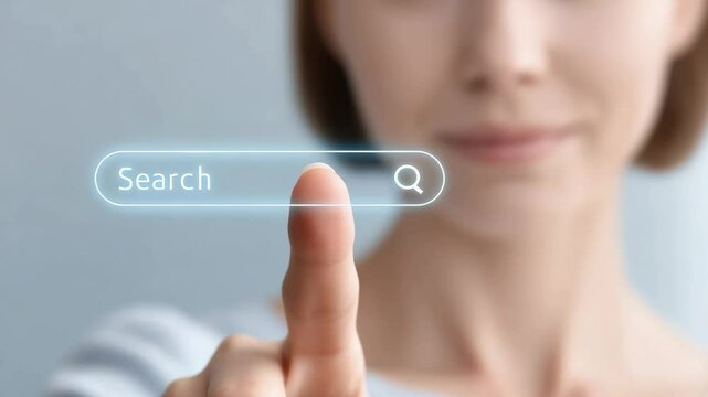 Interaction between robots or AI and humans. AI chatbot interacting with a search engine interface in real time.
