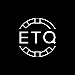ETQ Modern Tech Logo, Design – ETQ Later Logo,  Futuristic Blue and White Circular Emblem on Black Background.
