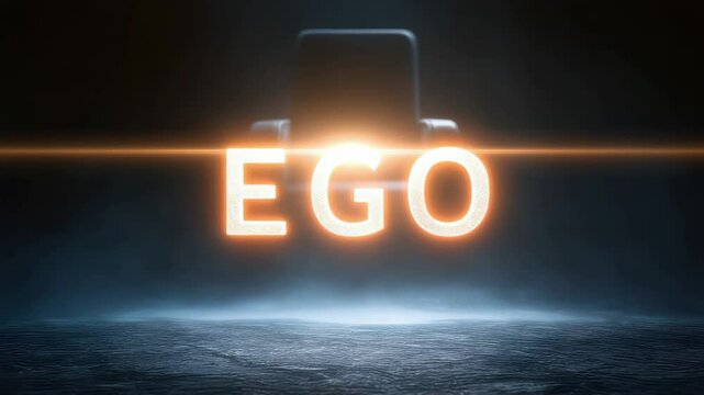 The word EGO representing someone with excessive ego, becoming a problem for those around them. Ego is the enemy concept. A state of mind and emotion. Emotional management and control.