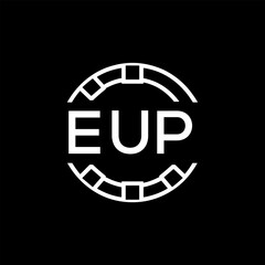 Fototapeta premium EUP Modern Tech Logo, Design – EUP Later Logo, Futuristic Blue and White Circular Emblem on Black Background. 