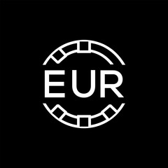 EUR Modern Tech Logo, Design – EUR Later Logo,  Futuristic Blue and White Circular Emblem on Black Background.
