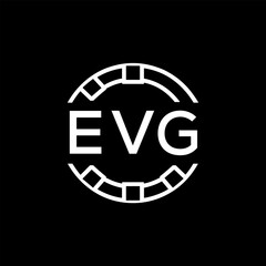 EVG Modern Tech Logo, Design – EVG Later Logo,  Futuristic Blue and White Circular Emblem on Black Background.
