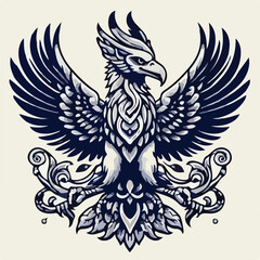 Garuda bird image with simple and minimalist flat design using a white background