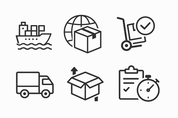 Shipping Icons Collection Simple & Clean Vector Graphics for Logistics and Delivery