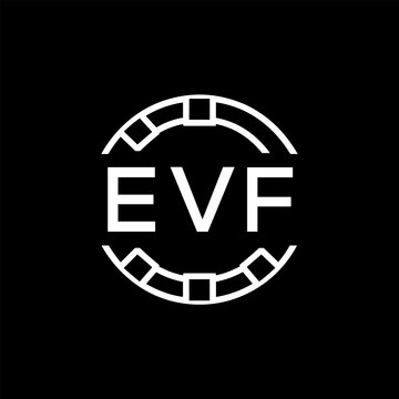 EVF Modern Tech Logo, Design &ndash; EVF Later Logo,  Futuristic Blue and White Circular Emblem on Black Background.
