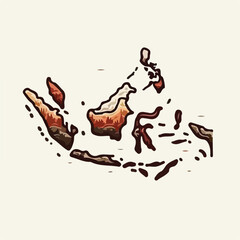 Indonesian map image with simple and minimalist flat design using a white background