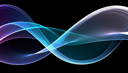 Abstract blue background with dynamic light waves and flowing lines creating a futuristic pattern