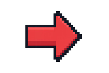 Pixelated red arrow directing rightward, transparent backdrop suggesting vintage digital interface or gaming navigation element