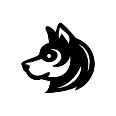 black and white husky dog head abstract logo