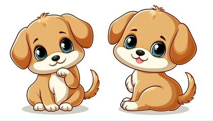Cartoon image of a cute puppy, white background	