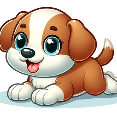 Cartoon image of a cute puppy, white background	