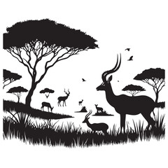 silhouettes of wild animals